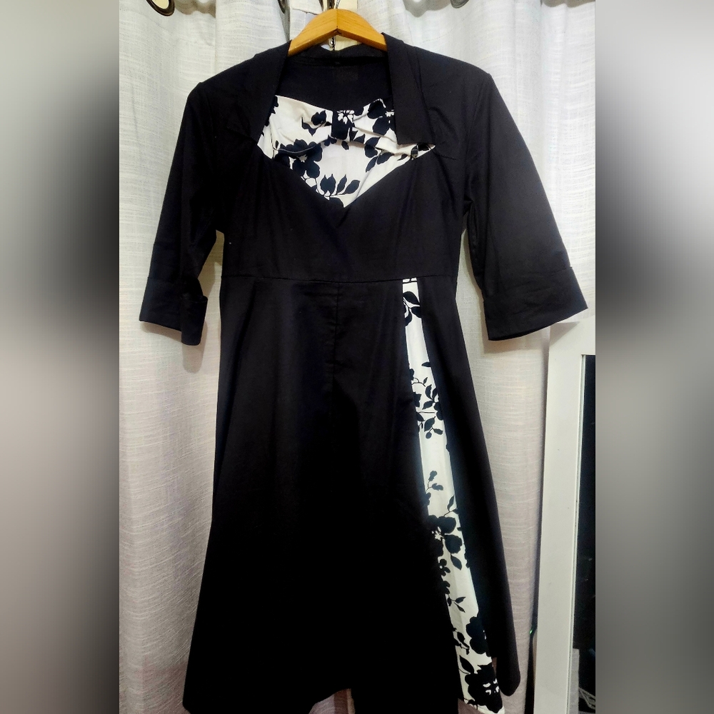 Elegant Black and White Floral Dress